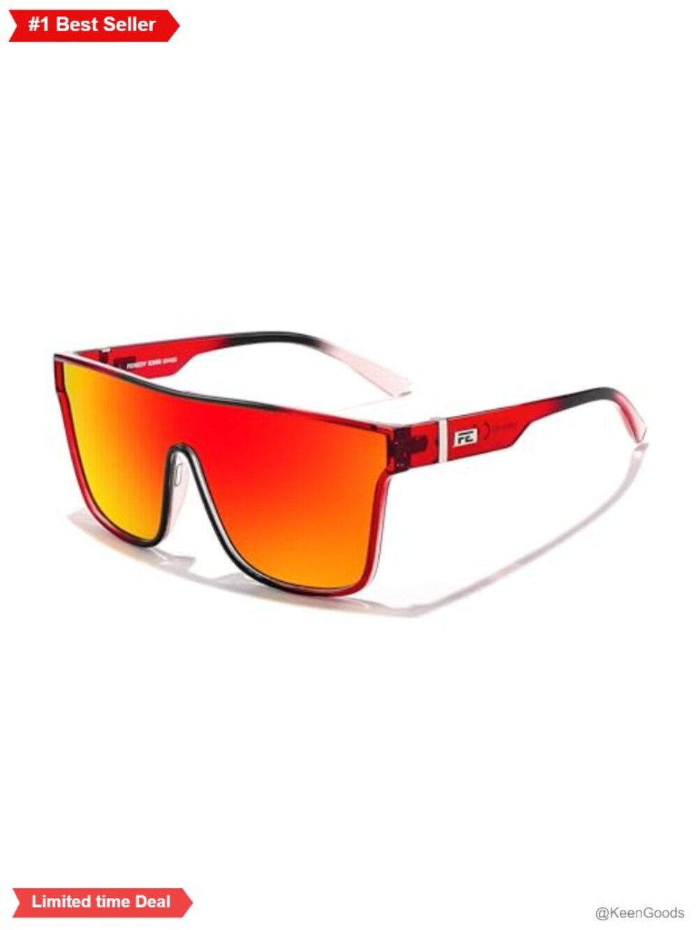 Oversized Square Mirrored Single Lens Sunglasses UV400 Flat Top Shades